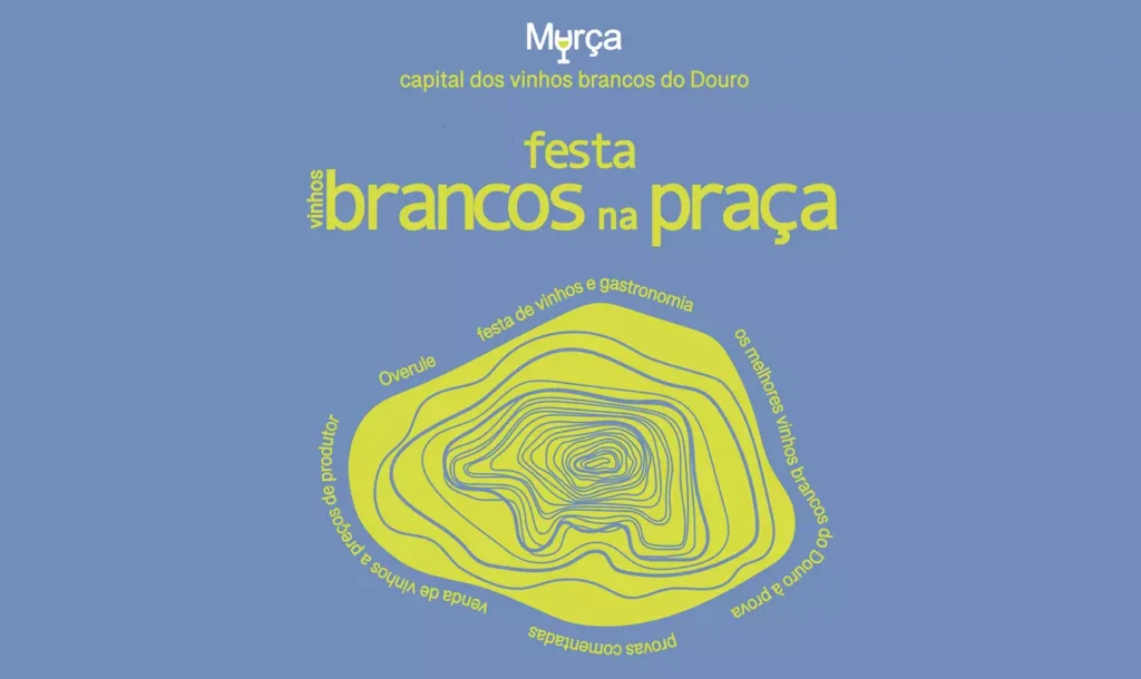 Vista geral do Parque Urbano de Murça decorado para a festa de Vinhos Brancos na Praça de Murça.